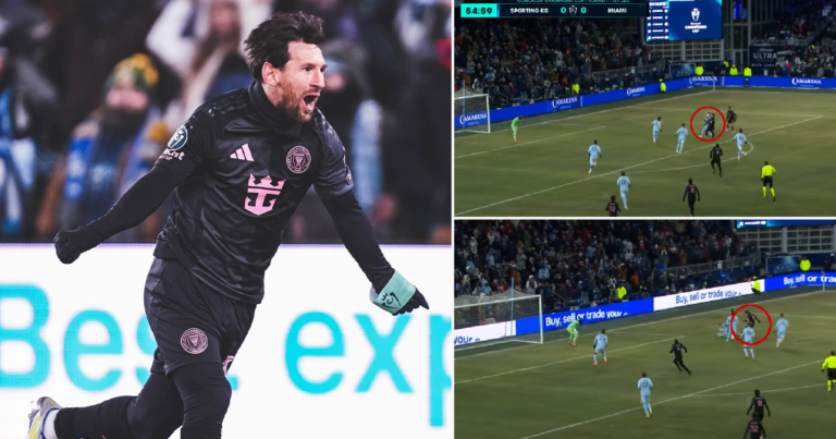 បច្ចេកទេសសុទ្ធសាធ! Messi ព្រឹកមិញទាញផុត ៣ នាក់ ស៊ុតកាច់មុំល្អដូចផ្កា ជួយឲ្យ I.Miami ឈ្នះ Sporting KC